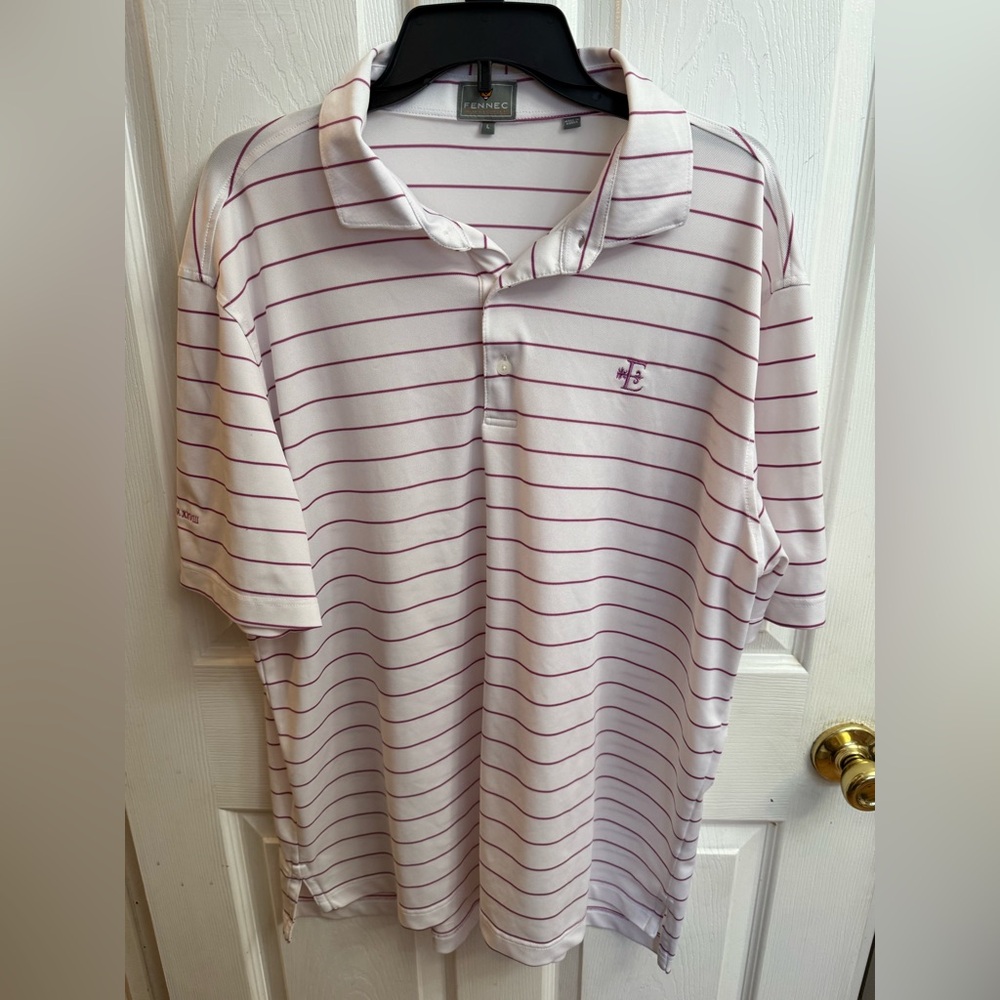 Fennec men's golf striped polo shirt large